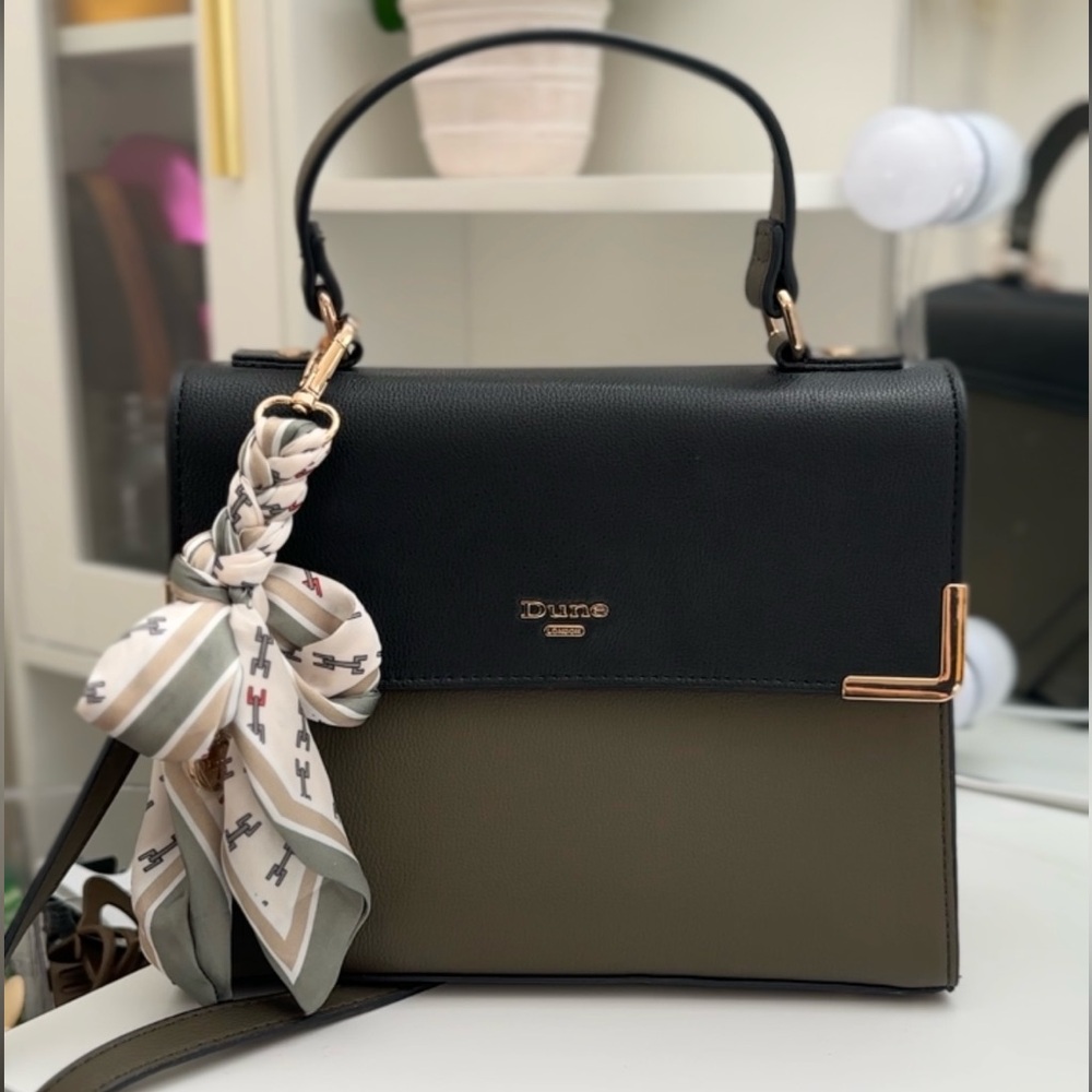 Dune London handbag with bag charm and adjustable crossbody strap